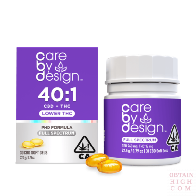 Full Spectrum 40:1 CBD:THC 30 Soft Gels Care By Design obtain high